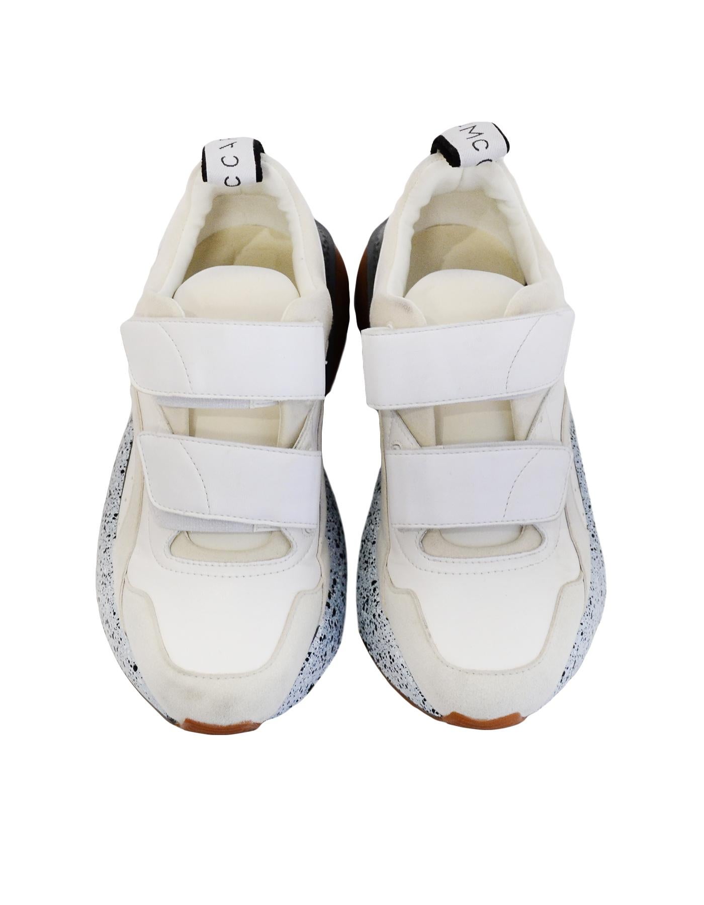 Women's Stella McCartney White/Cream Faux Leather Runway Lace-Up Sneakers sz 37 rt $640