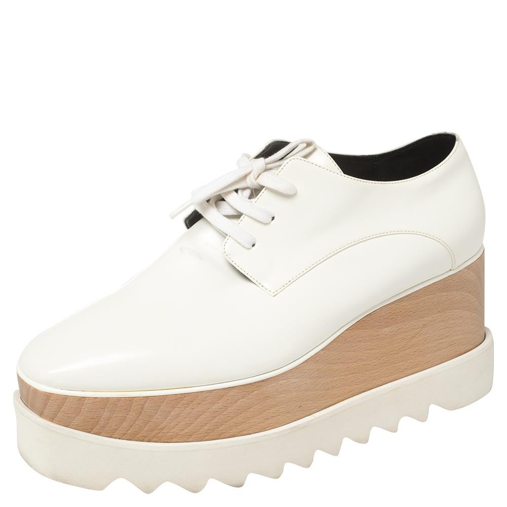 Stella McCartney exudes her high style and unique fashion taste with these Elyse shoes. They are brimming with exquisite details like the faux leather, the laces, and the chunky platforms. The sneakers are finished off with chunky platforms and