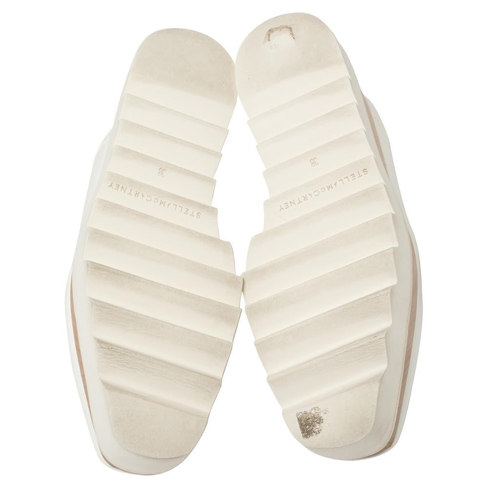 Stella McCartney White Faux Leather Elyse Platforms Sneakers Size 38 In Good Condition In Dubai, Al Qouz 2