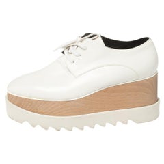 Stella McCartney White Faux Leather Elyse Platforms Sneakers Size 38