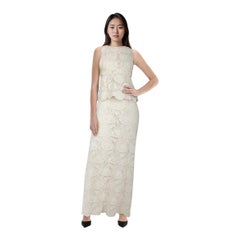 Stella McCartney Weißes Maxikleid mit Blumenmuster und Spitze Größe XS
