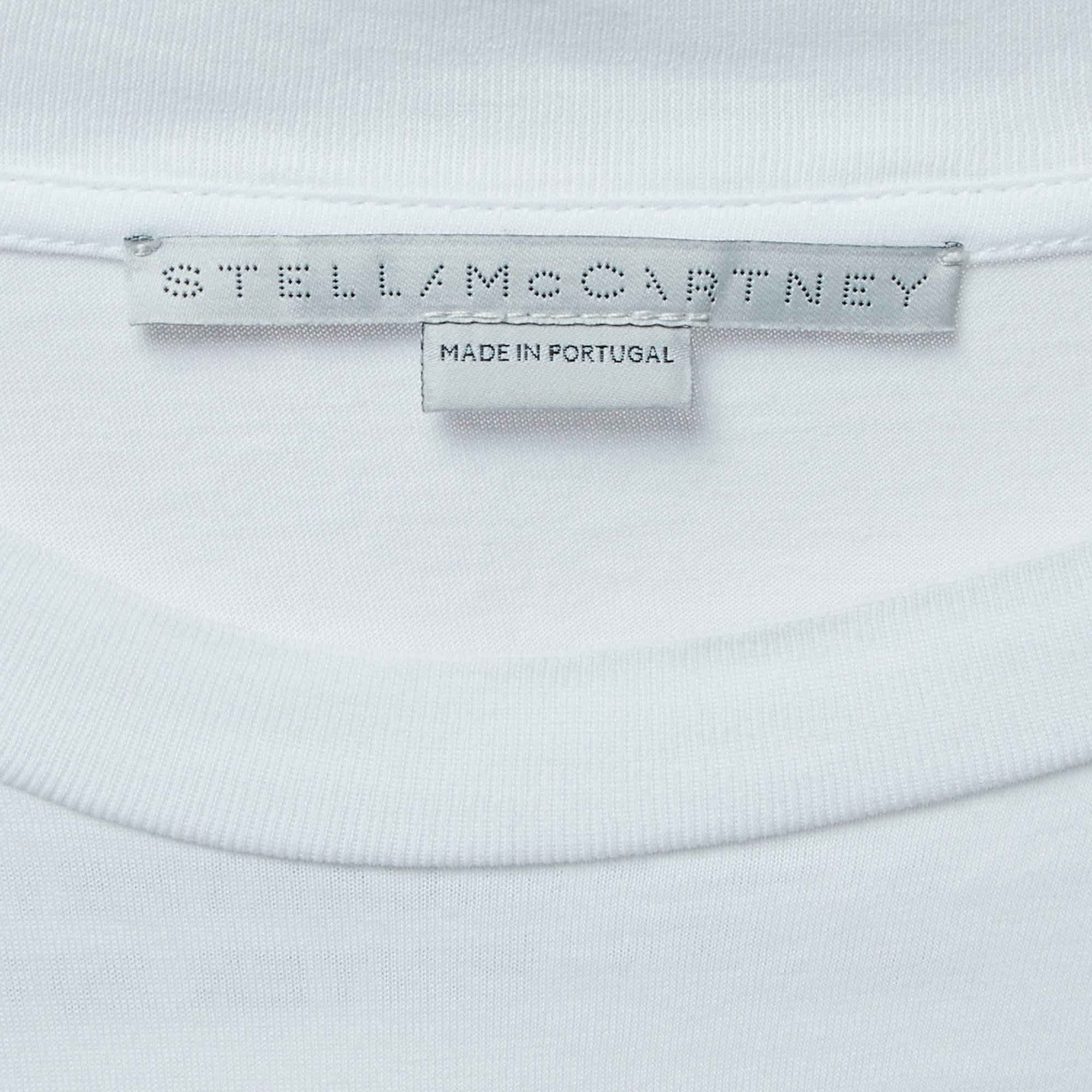 Stella McCartney White Graphic Print Half Sleeve T-Shirt XL In Good Condition For Sale In Dubai, Al Qouz 2
