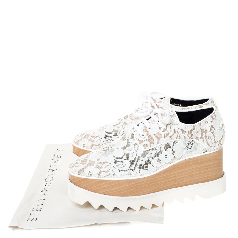 Stella McCartney White Lace Elyse Platform Lace Up Sneakers Size 38.5 3