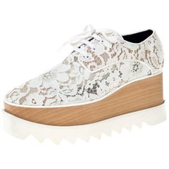 Stella McCartney White Lace Elyse Platform Lace Up Sneakers Size 38.5