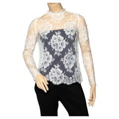 Stella McCartney White Lace Fringed Sheer Top S