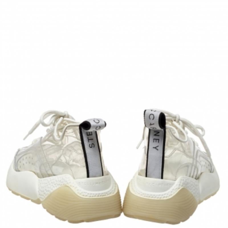 Women's Stella McCartney White PVC Eclypse Sneakers Size 39 For Sale