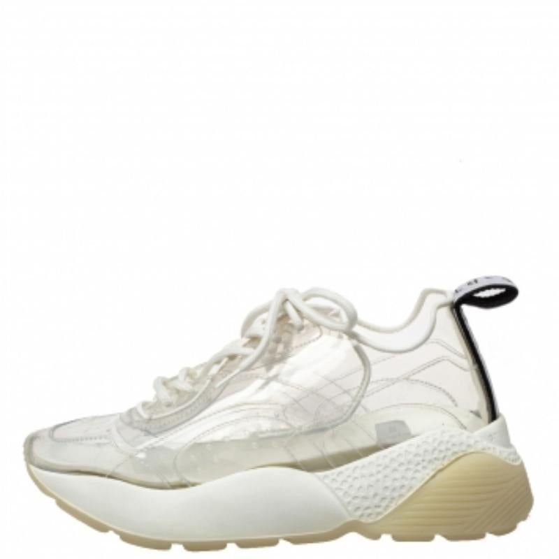 Stella McCartney White PVC Eclypse Sneakers Size 39 For Sale 1