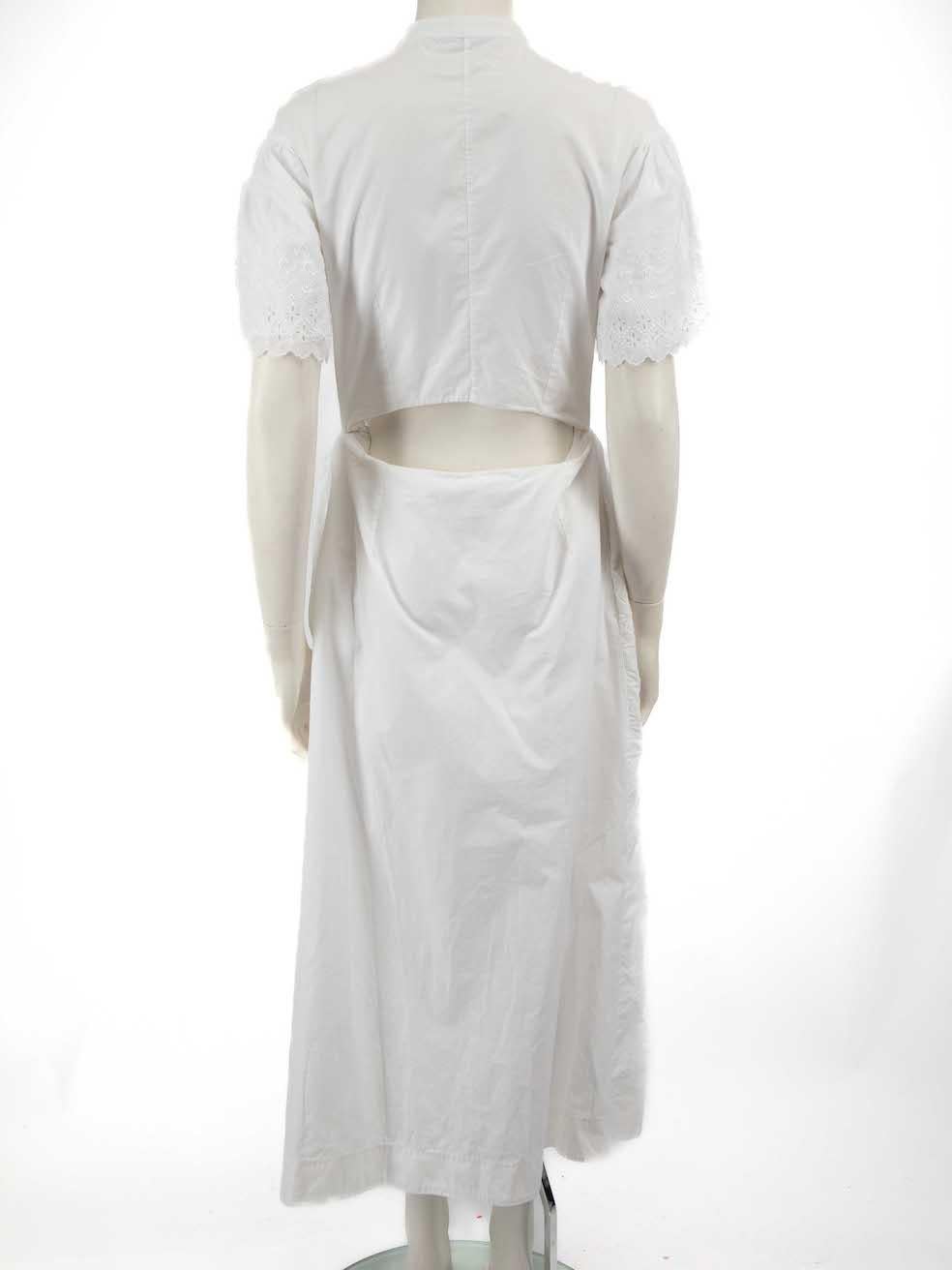Gray Stella McCartney White V-Neck Broderie Midi Dress Size S