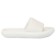 Stella McCartney White Vegan Leather Padded Logo Slides Size IT 37