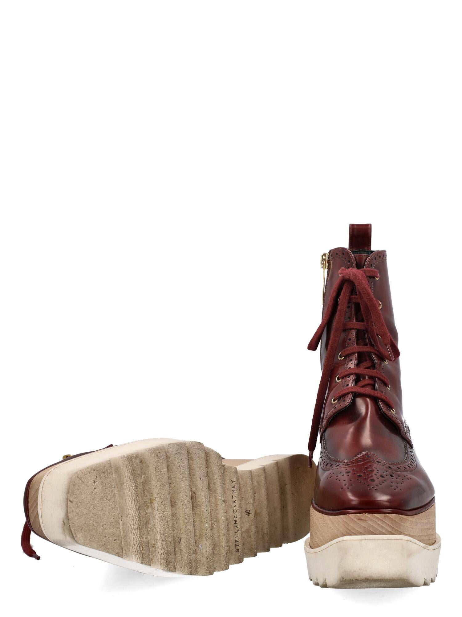 Stella Mccartney Women Ankle boots Burgundy Eco-Friendly Fabric EU 40 In Fair Condition For Sale In Milan, IT