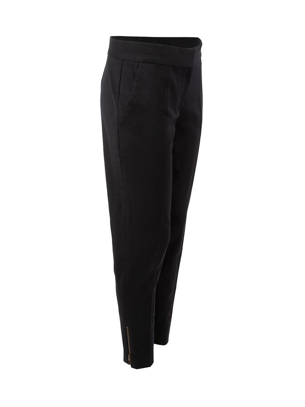 CONDITION is Very good. Hardly any visible wear to trousers is evident other than light tarnishing to hardware on zipper and clasps on this used Stella McCartney designer resale item. 
 
 Details
  Black
 Wool
 Slim fit trousers
 Ankle length
 Low