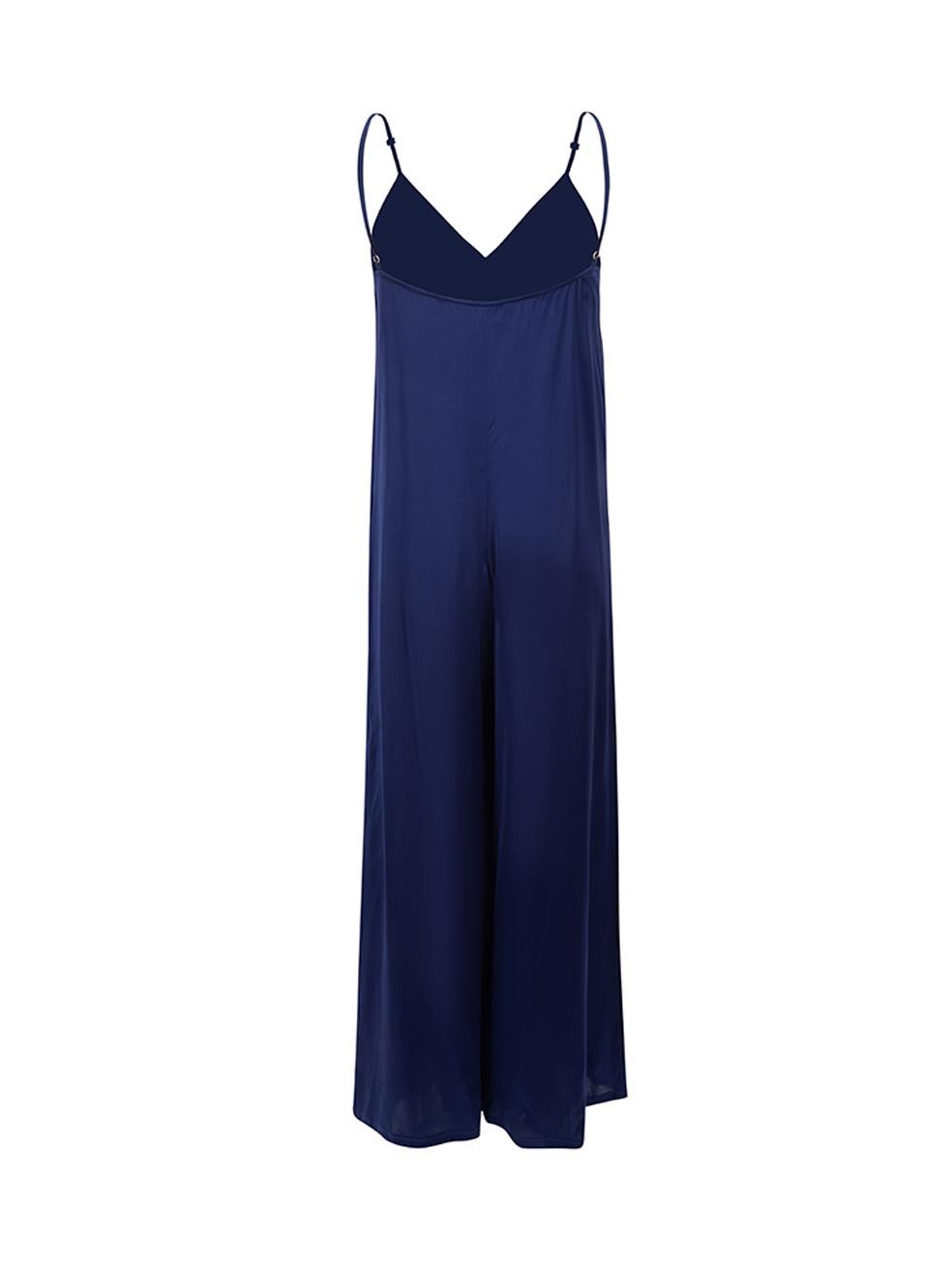 Stella McCartney Damen-Overall aus blauem Satin mit weitem Bein im Zustand „Gut“ im Angebot in London, GB
