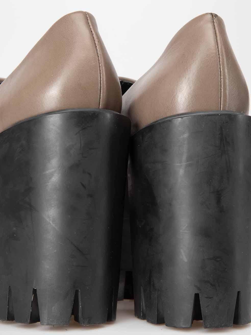 Stella McCartney Women's Brown Vegan Leather Chunky Platform Heels 1