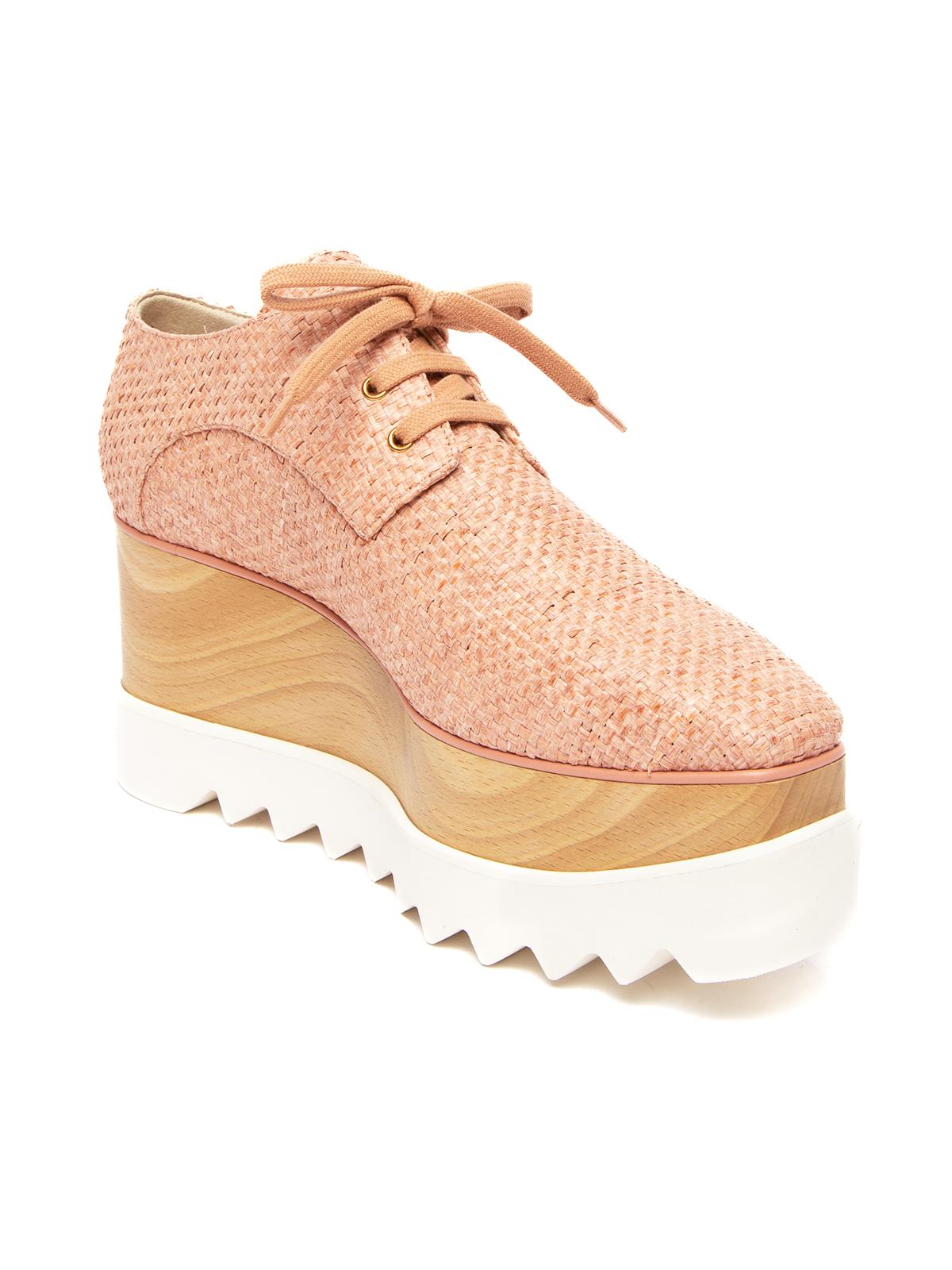 CONDITION is Never worn, with tag. No wear to sneakers is evident on this brand new Stella Mccartney designer resale item. Damaged box. Details Elyse Rafia Pink Wicker Platform Rectangle toe Lace up fastening Made in Italy Composition