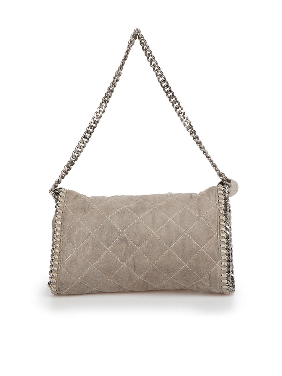Stella McCartney Women's Grey Faux Suede Falabella Metallic Quilted Shoulder Bag In Good Condition In London, GB