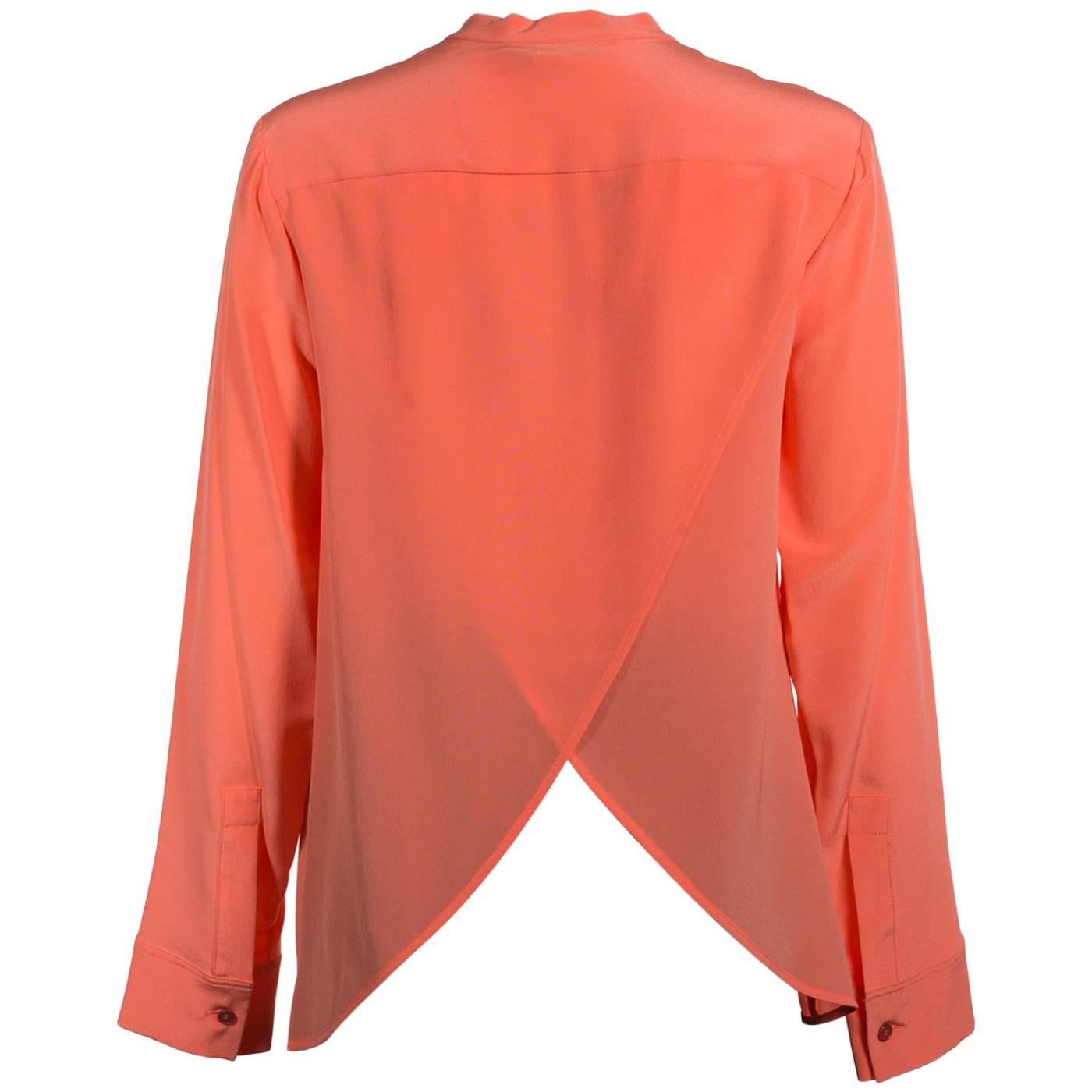 Stella McCartney Women's Salmon Silk Button Down Tuxedo Blouse