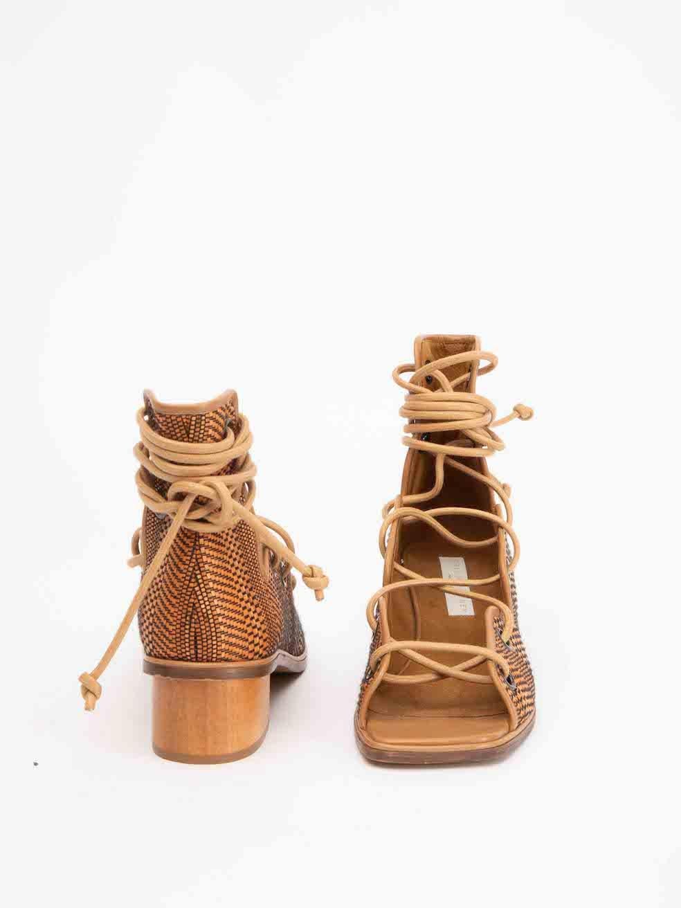 Stella McCartney Women's Tan Lace Up Maia Sandals In Good Condition In London, GB