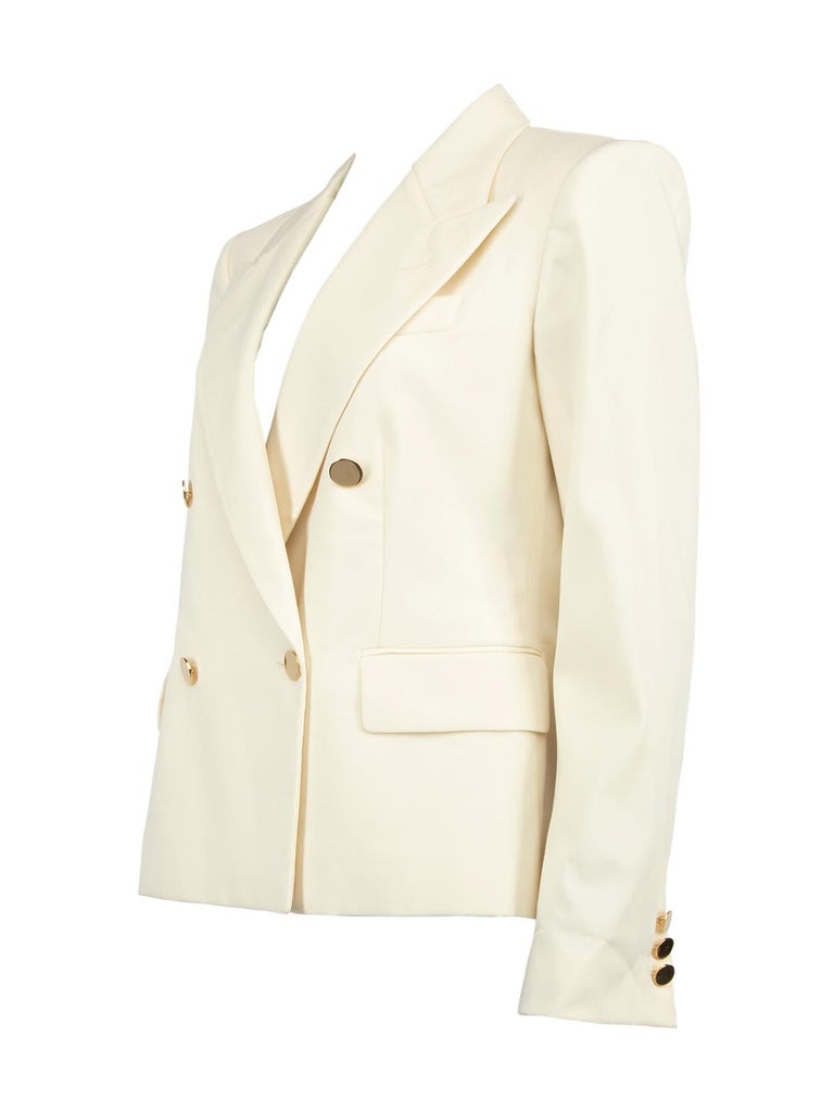 Stella McCartney Women's White Double Breasted Blazer with Gold Button Detail For Sale at 1stDibs