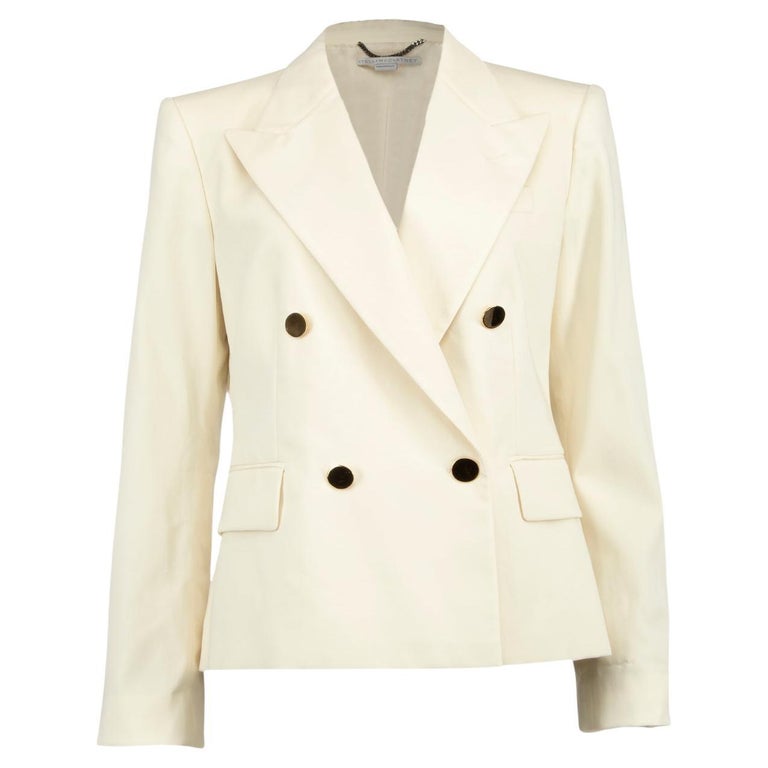 Stella McCartney Women's White Double Breasted Blazer with Gold Button Detail For Sale at 1stDibs