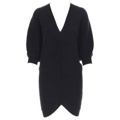 STELLA MCCARTNEY Pulloverkleid aus Wolle und Kaschmir mit schwarzem V-Ausschnitt und Blasenärmeln XS