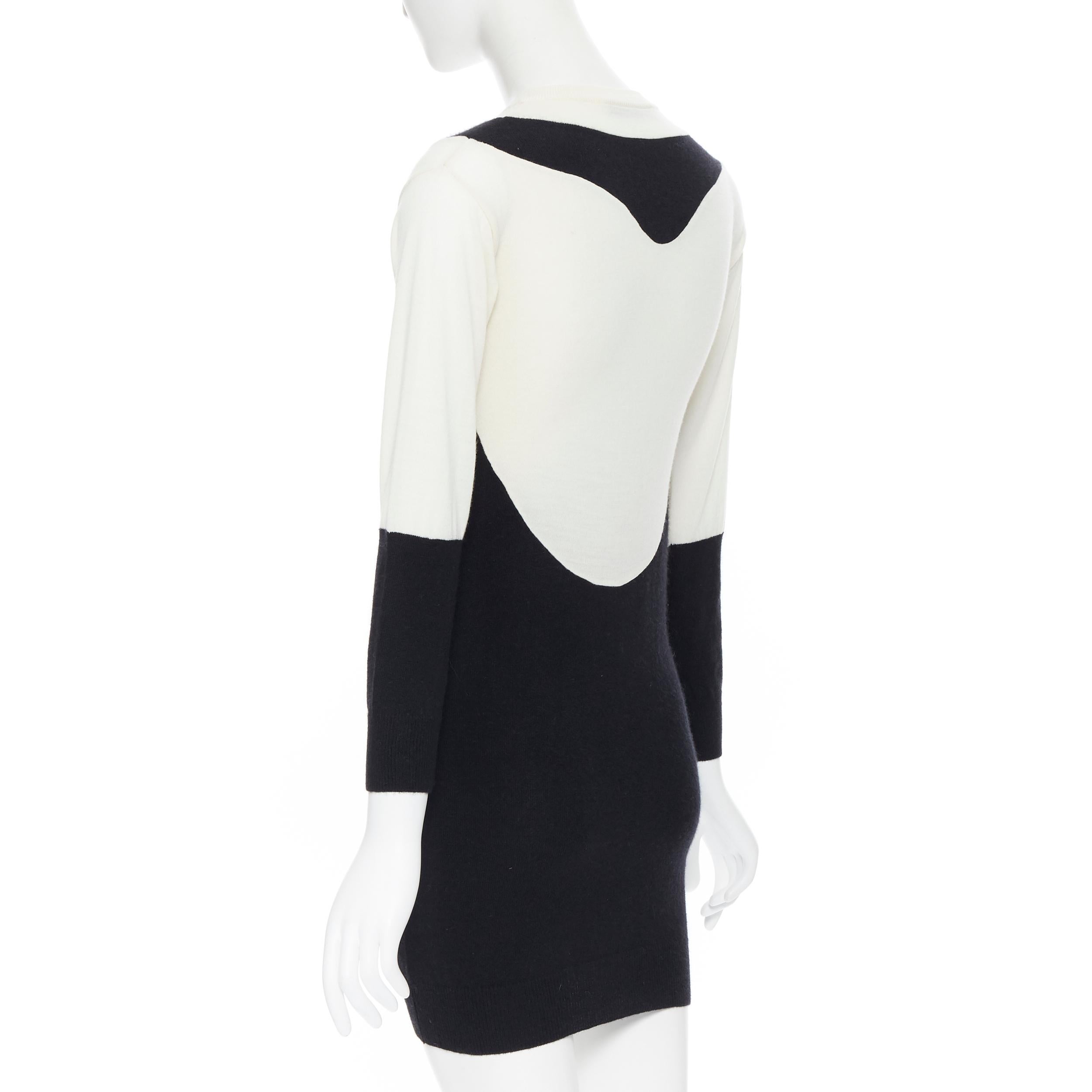 STELLA MCCARTNEY wool cashmere black white illusion colorblocked dress IT36 XS In Excellent Condition In Hong Kong, NT
