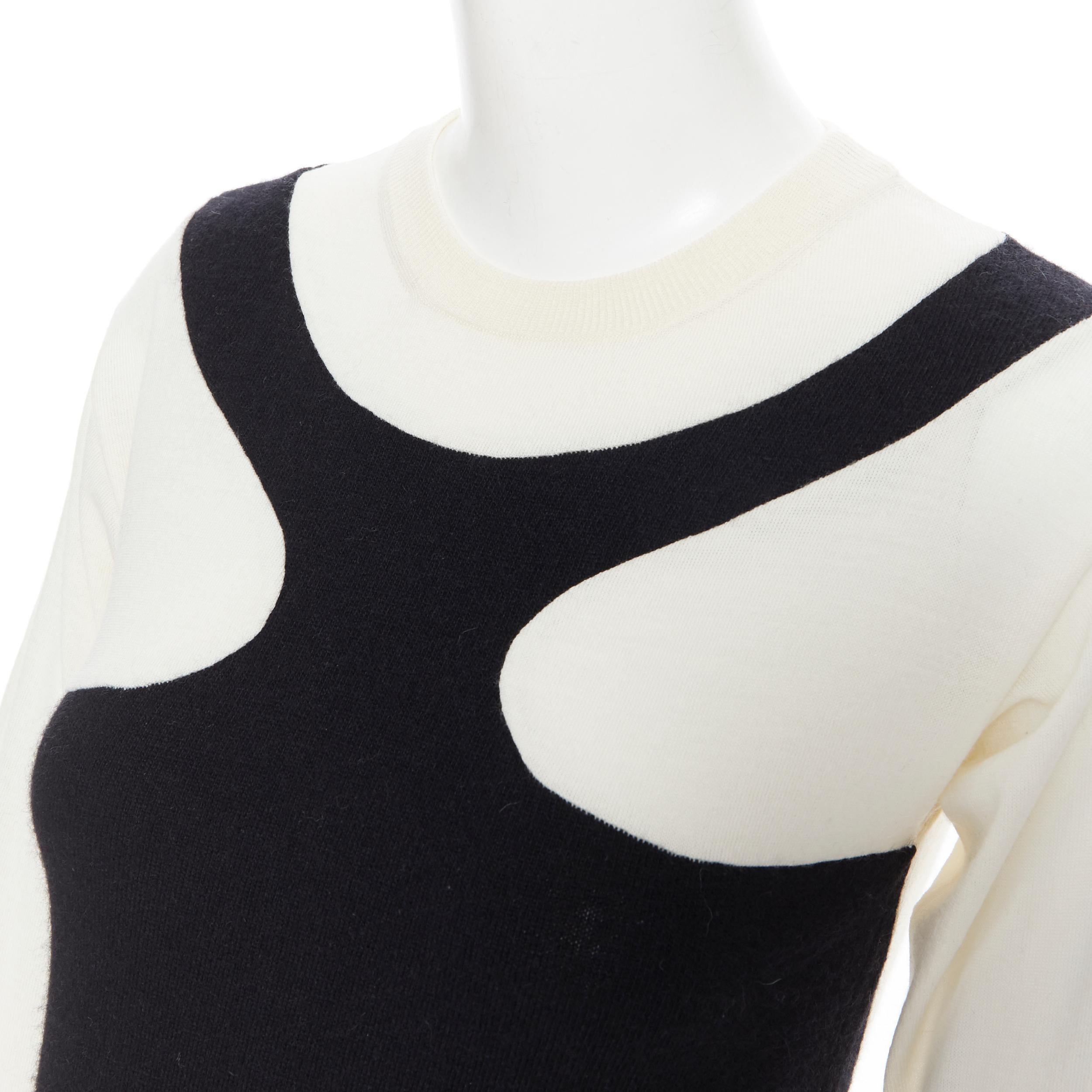 Women's STELLA MCCARTNEY wool cashmere black white illusion colorblocked dress IT36 XS