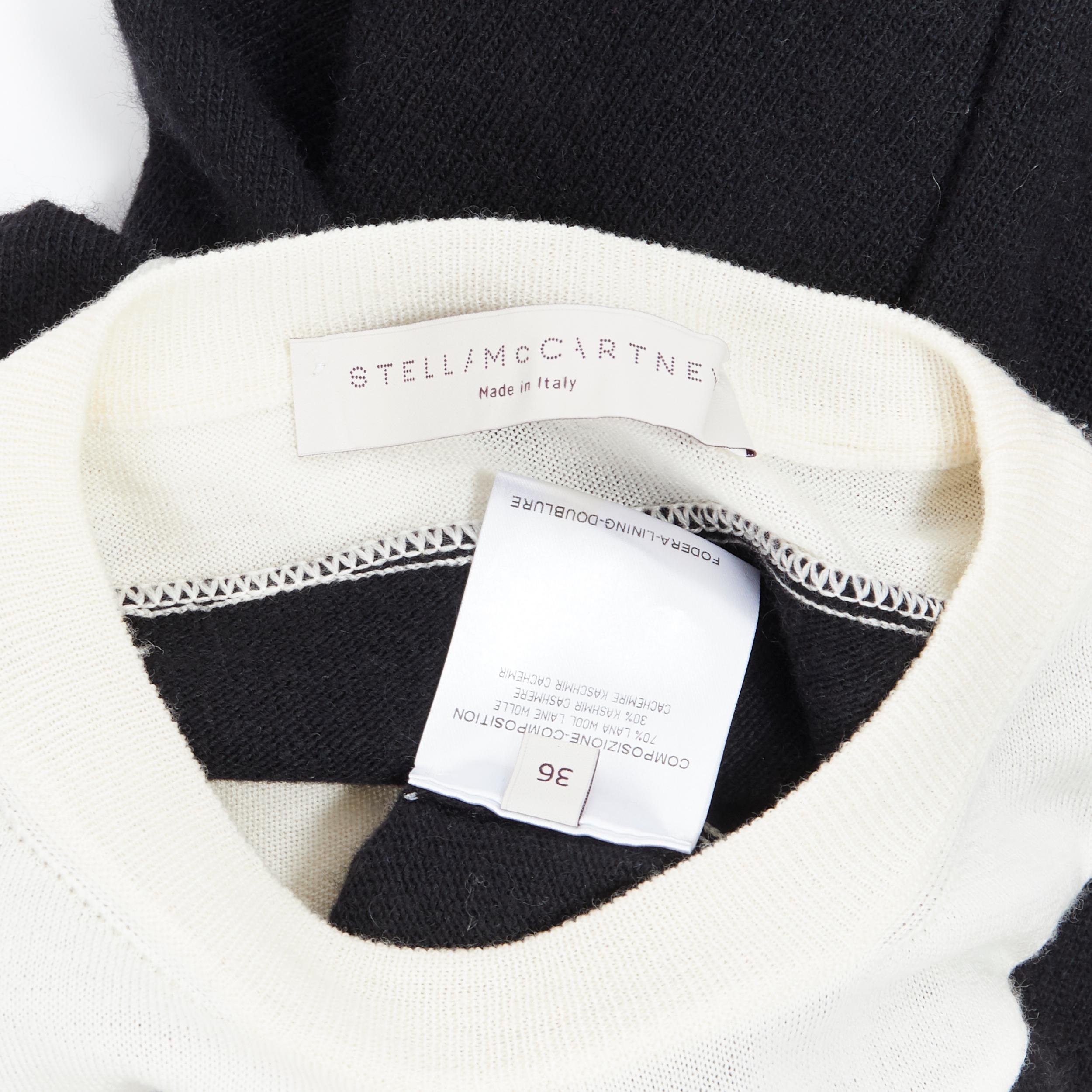 STELLA MCCARTNEY wool cashmere black white illusion colorblocked dress IT36 XS 1