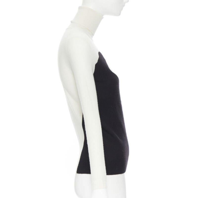 STELLA MCCARTNEY pull à col roulé en laine cachemire noir blanc illusion IT36 XS Bon état - En vente à Hong Kong, NT