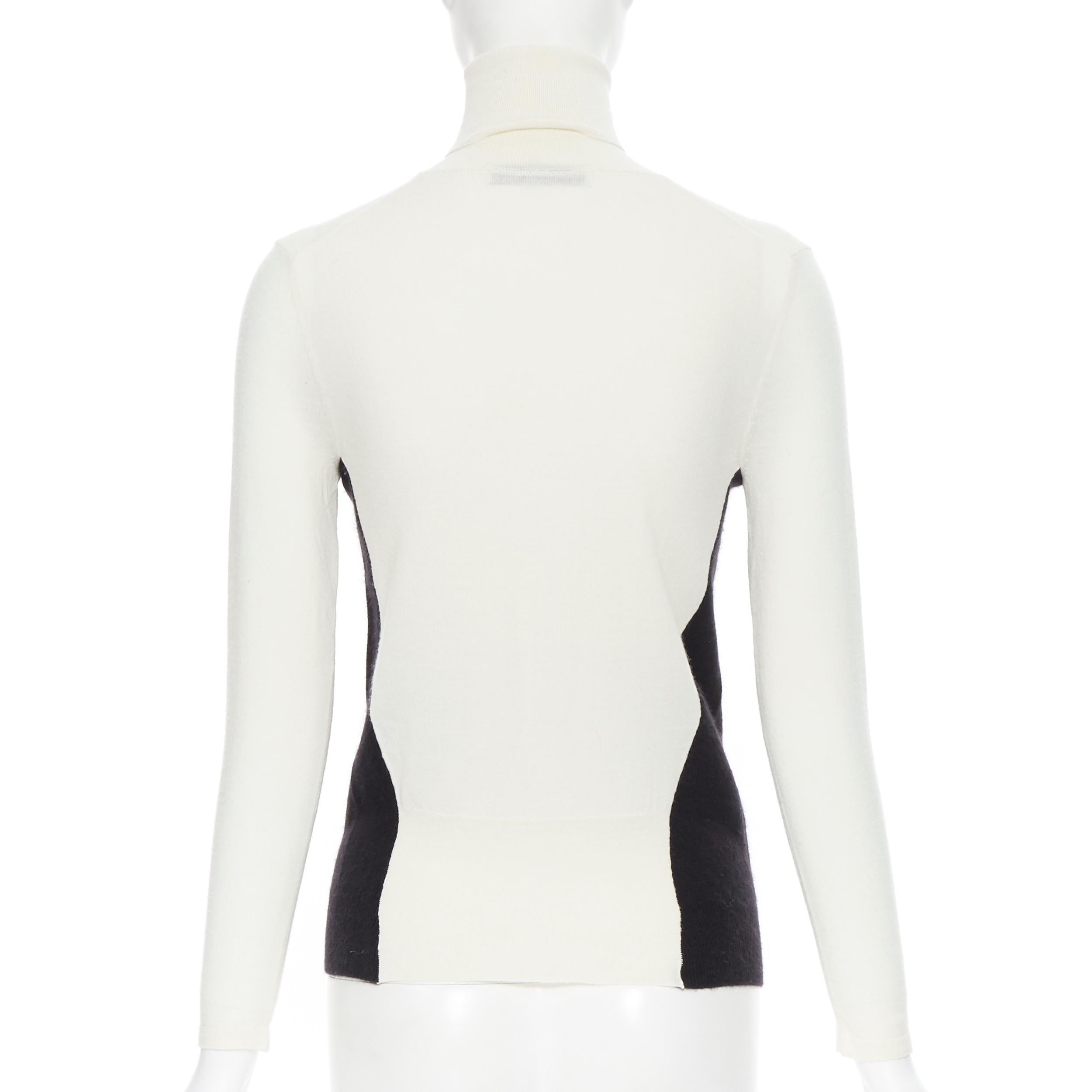 Gray STELLA MCCARTNEY wool cashmere black white illusion turtleneck sweater IT36 XS