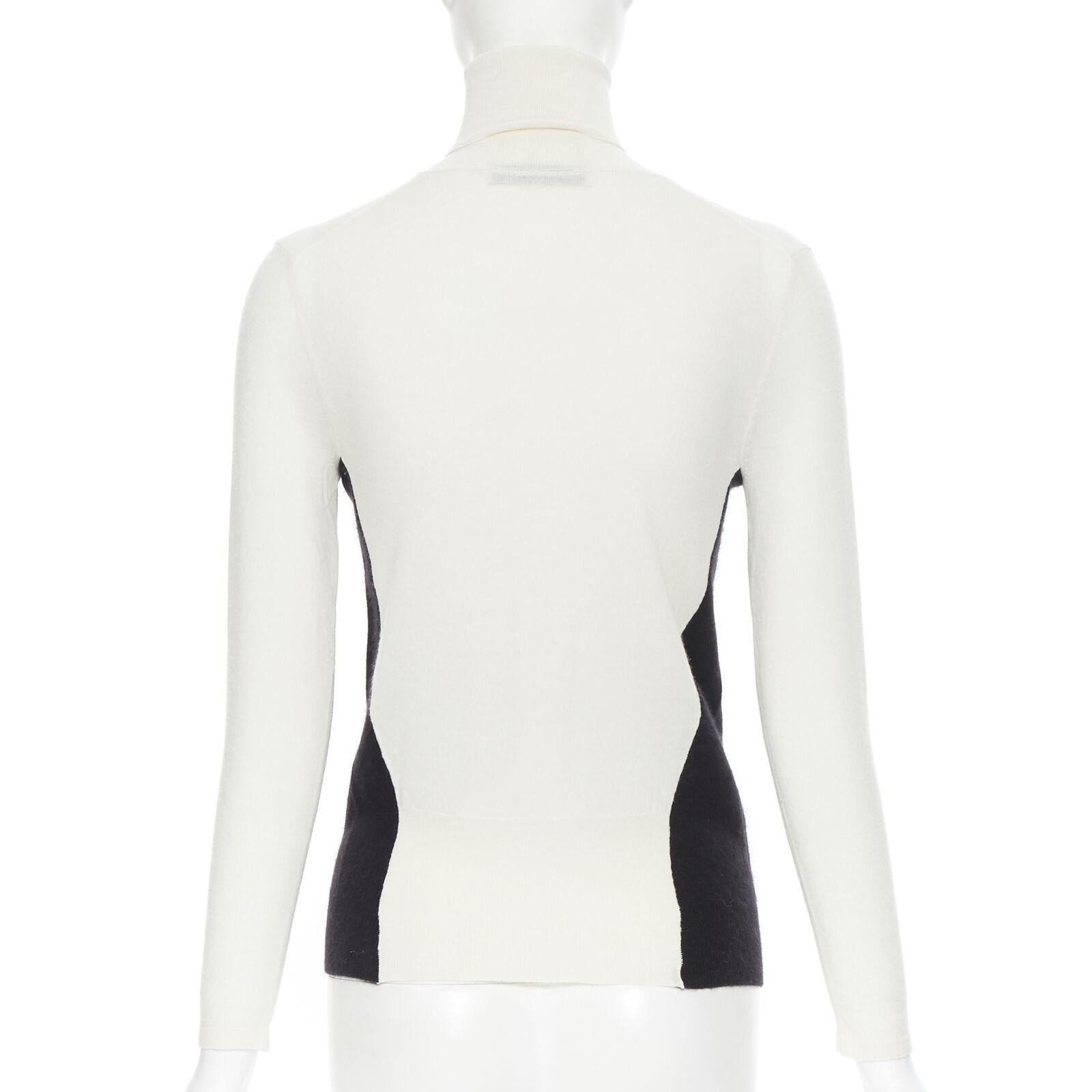 Women's STELLA MCCARTNEY wool cashmere black white illusion turtleneck sweater IT36 XS For Sale