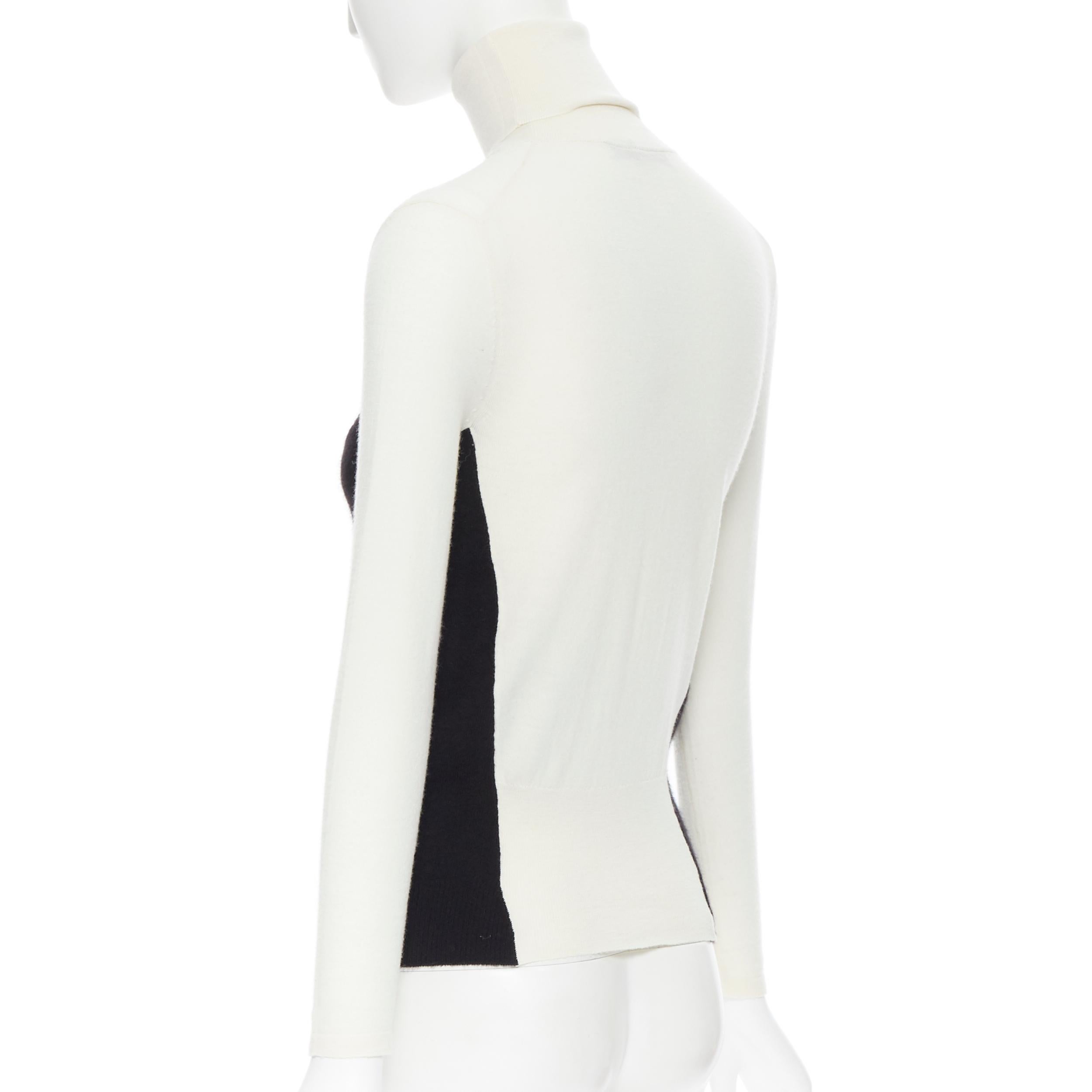 STELLA MCCARTNEY wool cashmere black white illusion turtleneck sweater IT36 XS In Excellent Condition In Hong Kong, NT