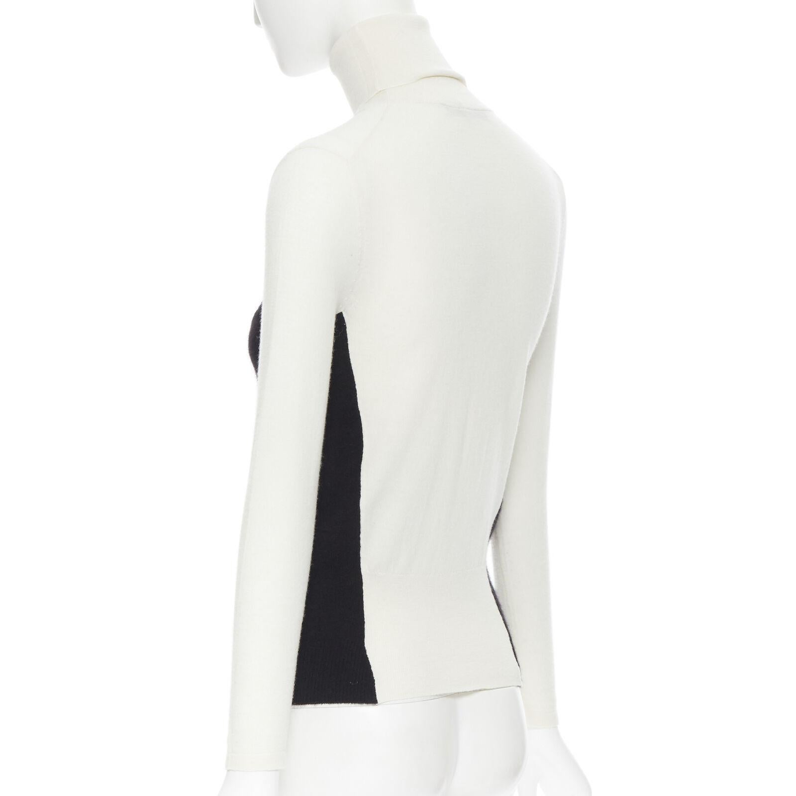 STELLA MCCARTNEY wool cashmere black white illusion turtleneck sweater IT36 XS For Sale 1