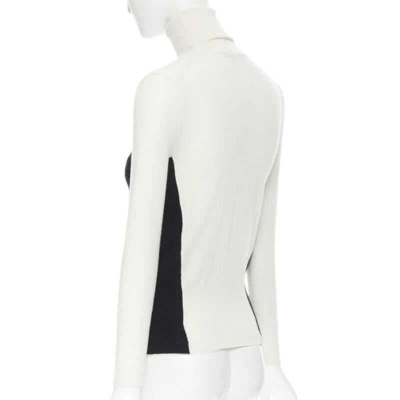 STELLA MCCARTNEY pull à col roulé en laine cachemire noir blanc illusion IT36 XS en vente 1