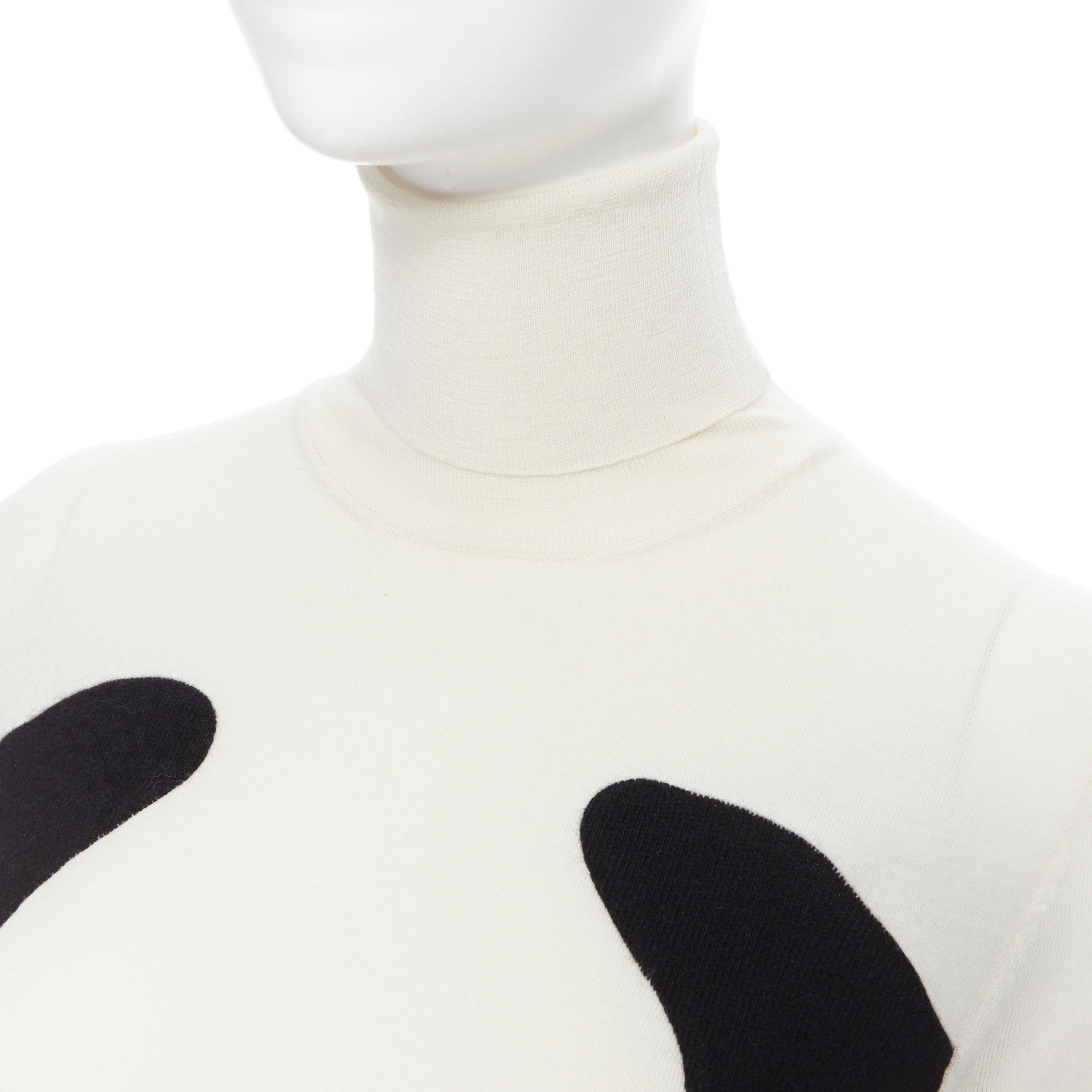 Women's STELLA MCCARTNEY wool cashmere black white illusion turtleneck sweater IT36 XS