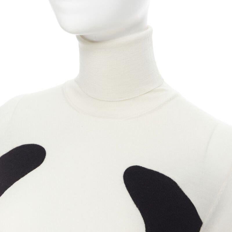 STELLA MCCARTNEY pull à col roulé en laine cachemire noir blanc illusion IT36 XS en vente 2