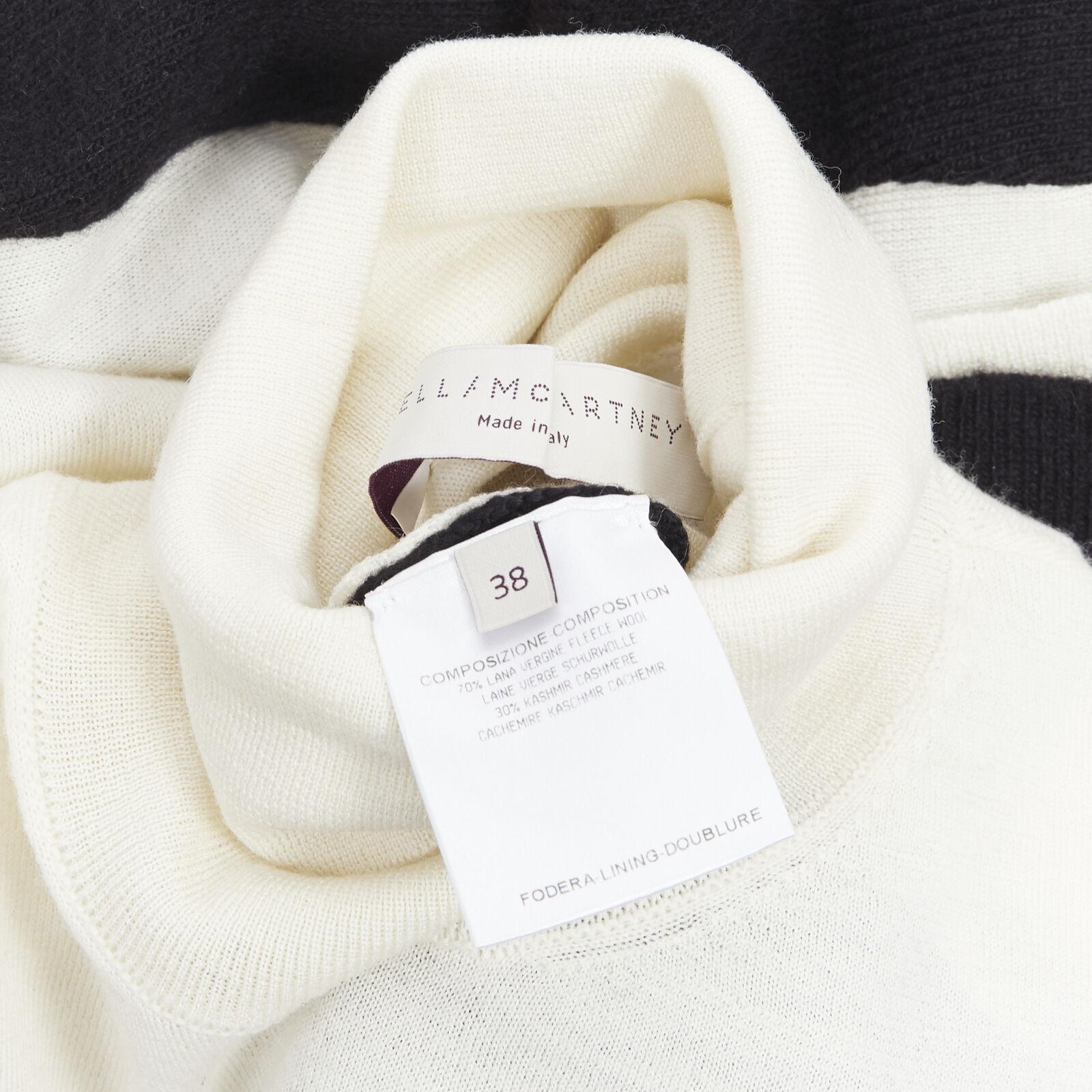 STELLA MCCARTNEY wool cashmere black white illusion turtleneck sweater IT36 XS For Sale 4