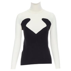 STELLA MCCARTNEY wool cashmere black white illusion turtleneck sweater IT36 XS