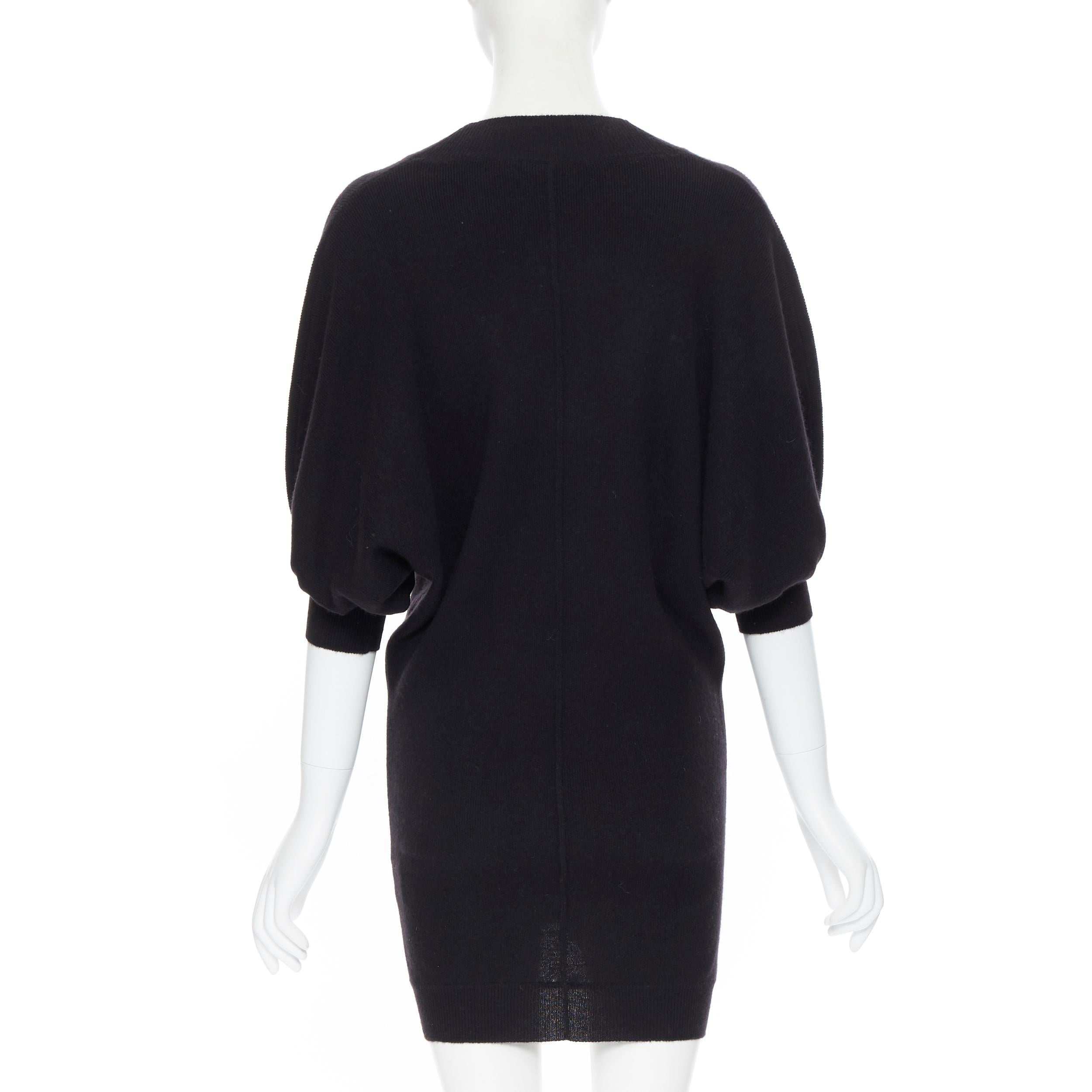 STELLA MCCARTNEY wool cashmere blend black V-neck bubble sleeve sweater  dress XS For Sale at 1stDibs