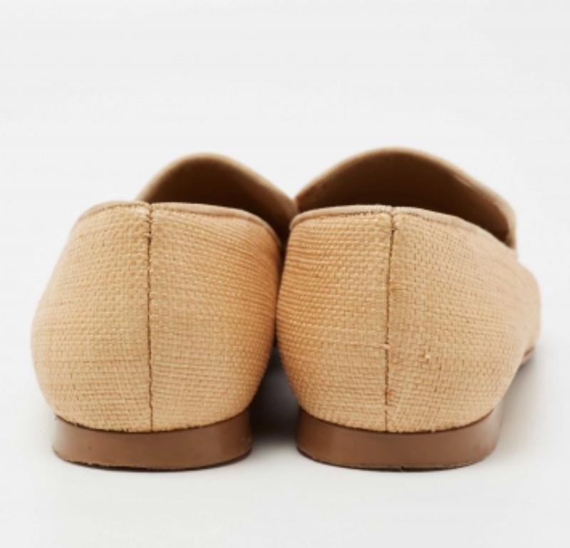 Women's Stella McCartney Woven Raffia Embellishment Tatami Smoking Slippers Size 35 For Sale