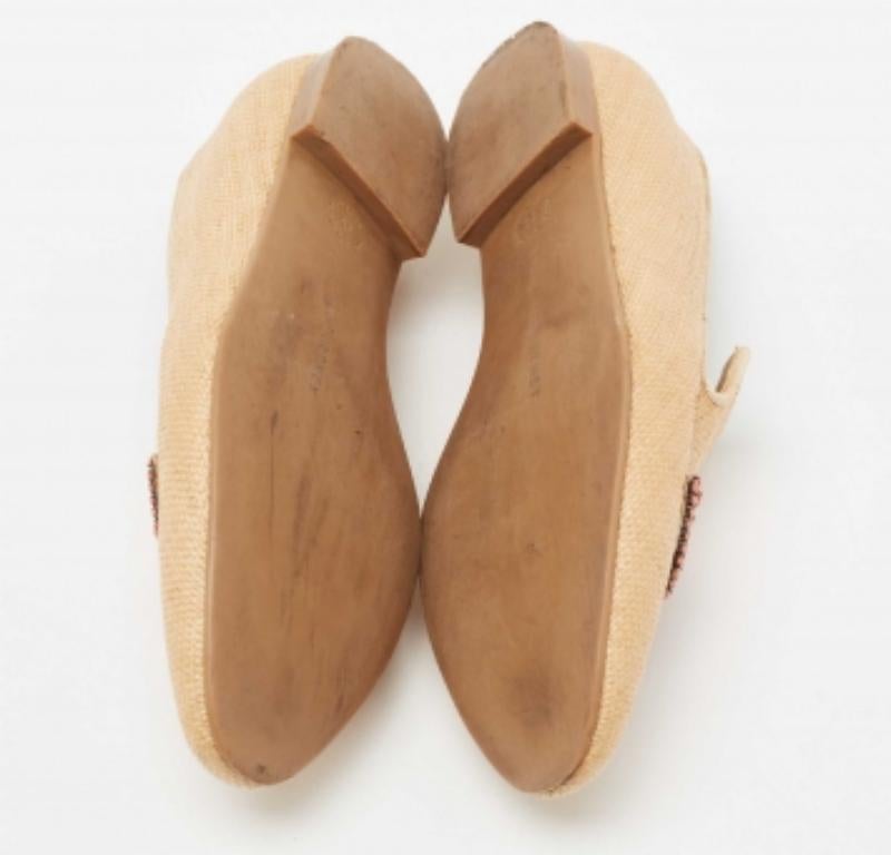 Stella McCartney Woven Raffia Embellishment Tatami Smoking Slippers Size 35 For Sale 1
