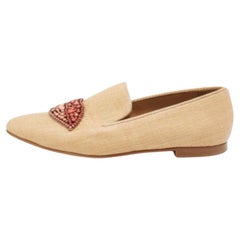Stella McCartney Woven Raffia Embellishment Tatami Smoking Slippers Size 35