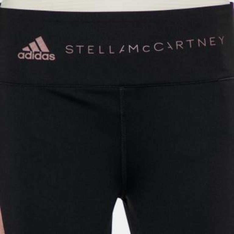 Stella McCartney x Adidas Black/Pink Perforated Knit Leggings L For Sale 3