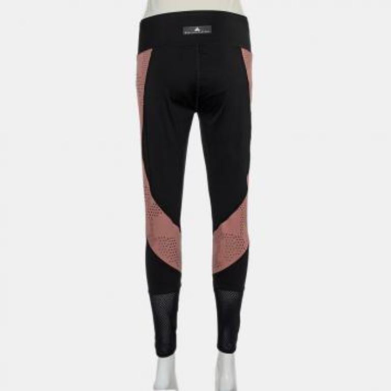 Stella McCartney x Adidas Black/Pink Perforated Knit Leggings L For Sale 5
