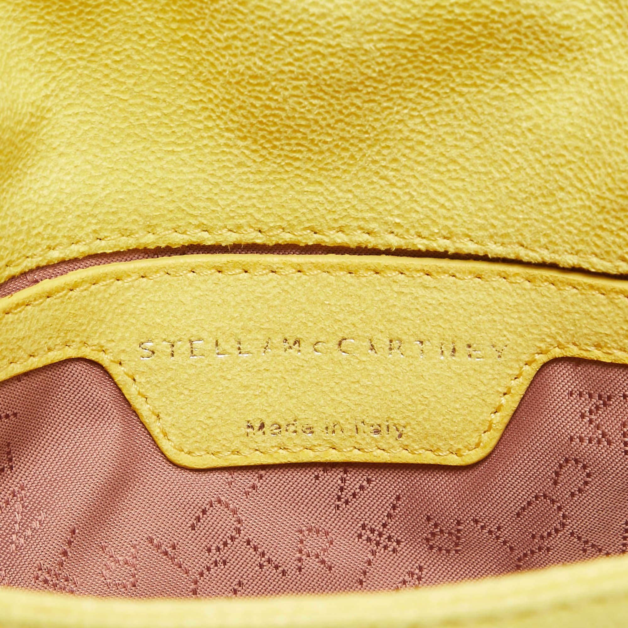 Stella McCartney Yellow Faux Suede Falabella Flap Crossbody Bag For Sale 6