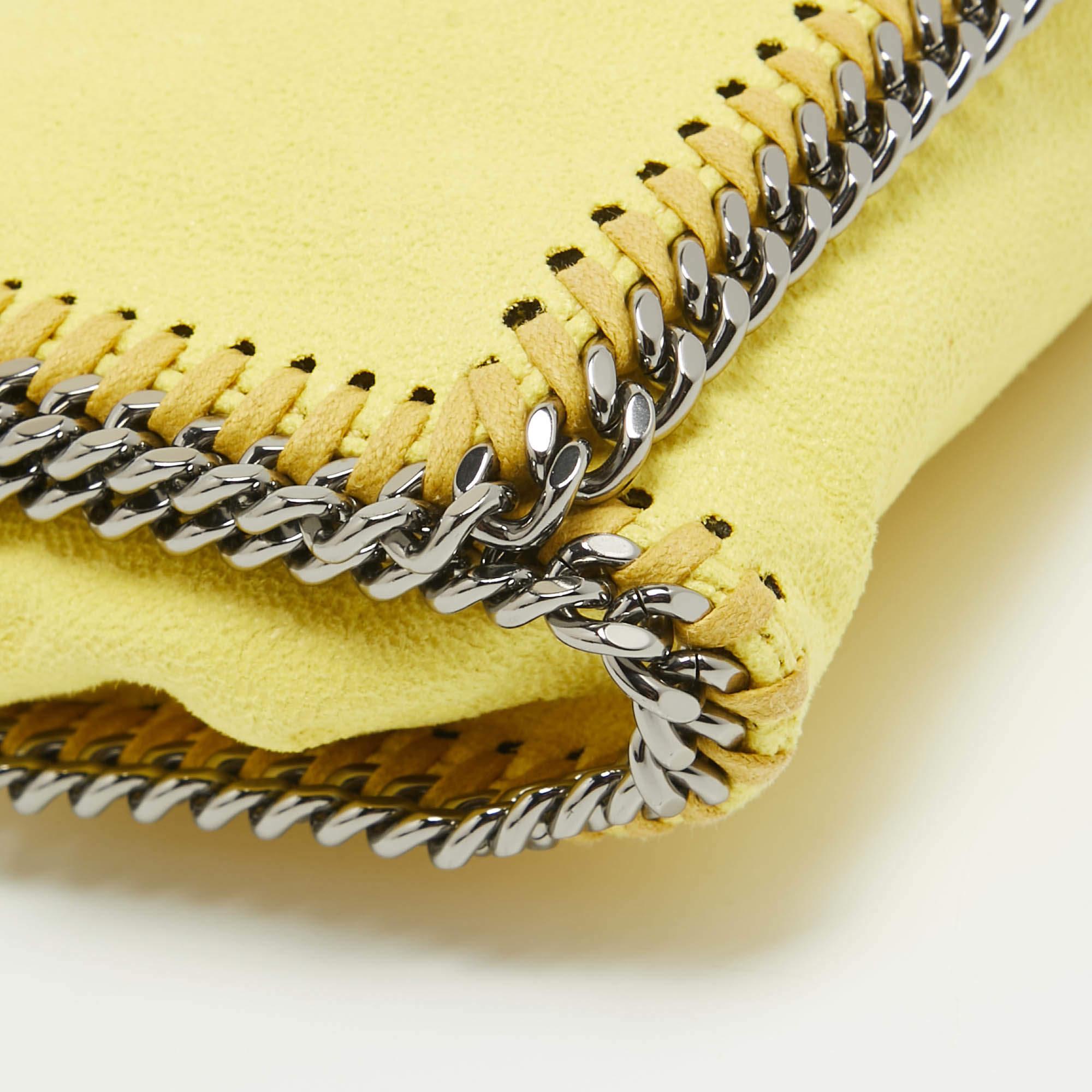 Stella McCartney Yellow Faux Suede Falabella Flap Crossbody Bag For Sale 8