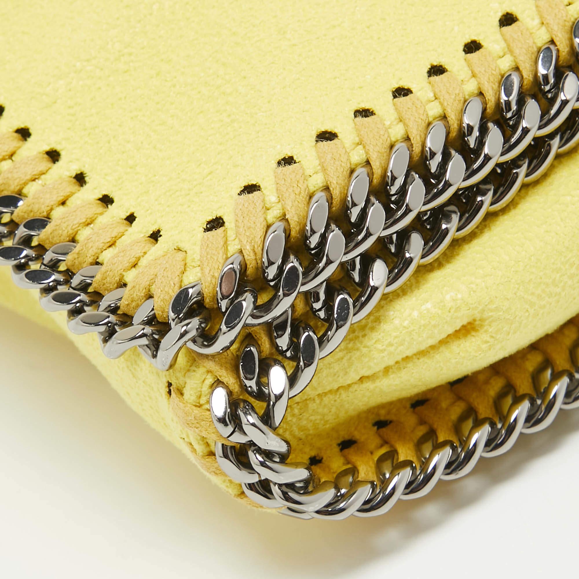 Women's Stella McCartney Yellow Faux Suede Falabella Flap Crossbody Bag For Sale