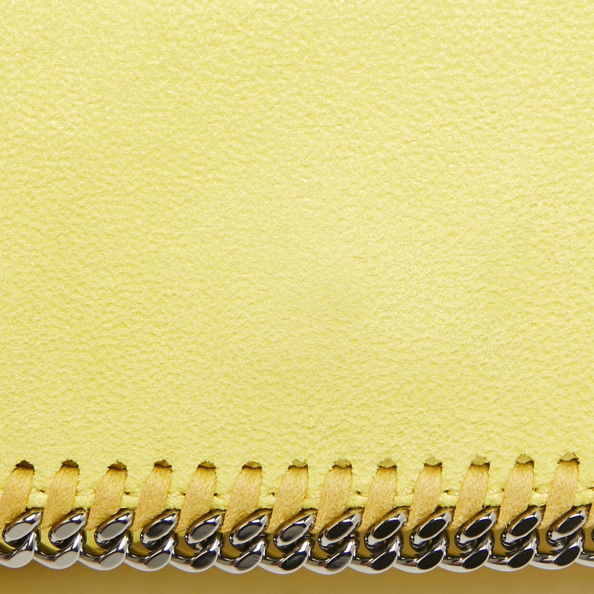 Stella McCartney Yellow Faux Suede Falabella Flap Crossbody Bag For Sale 1