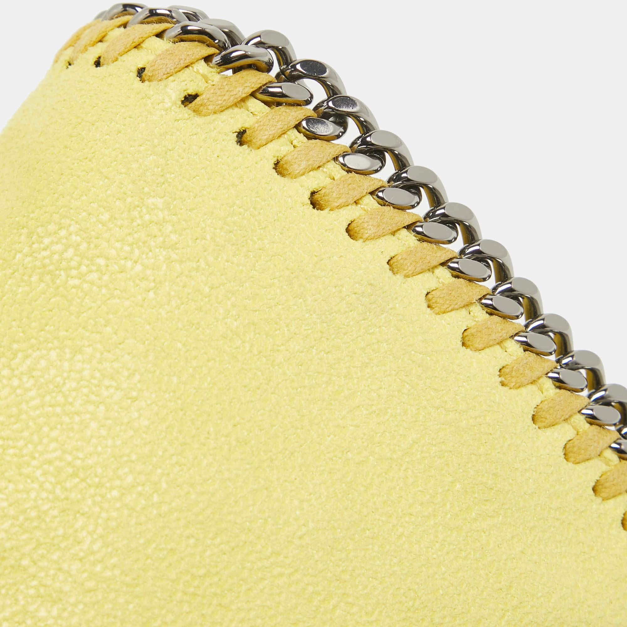 Stella McCartney Yellow Faux Suede Falabella Flap Crossbody Bag For Sale 4