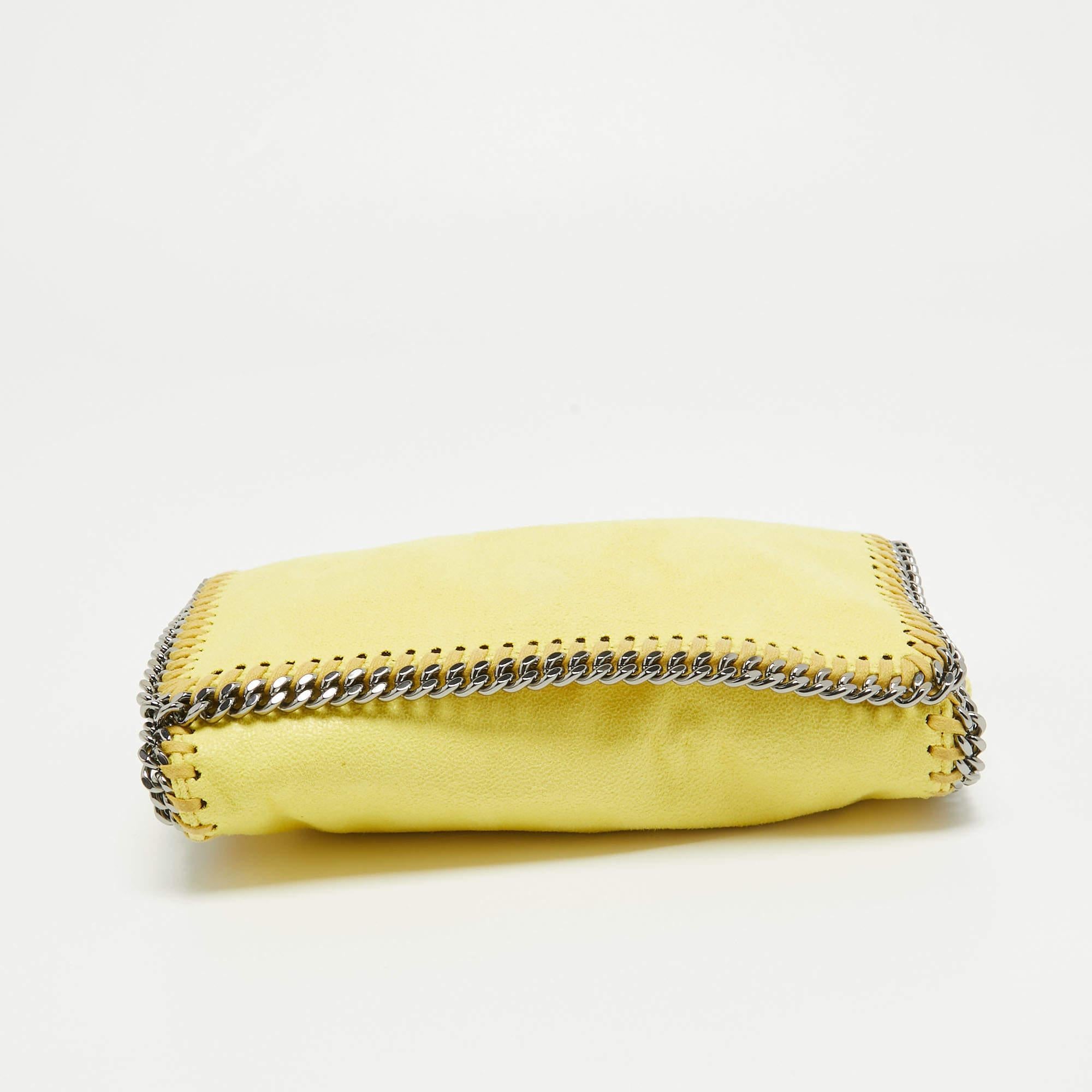 Stella McCartney Yellow Faux Suede Falabella Flap Crossbody Bag For Sale 5