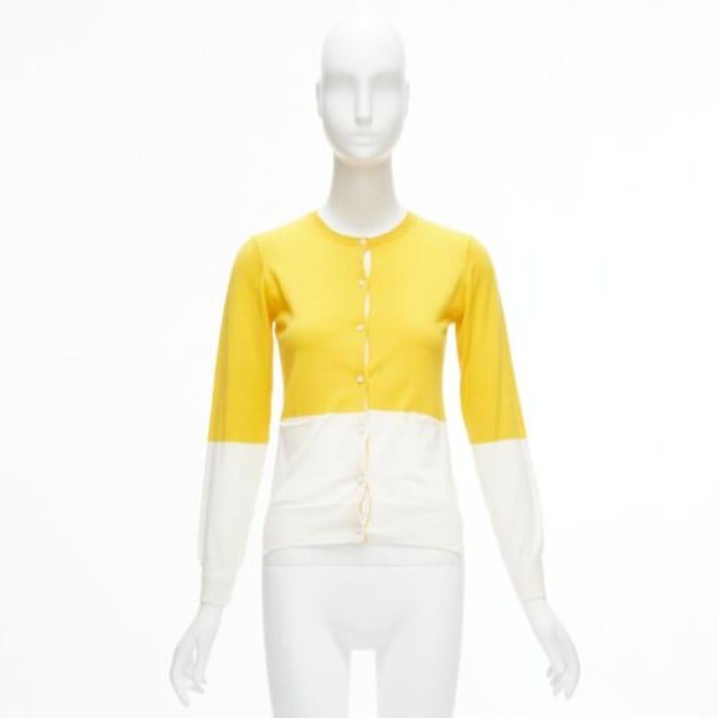 STELLA MCCARTNEY amarillo blanco colorblock algodón bolsillo cardigan suéter 12y en venta 5